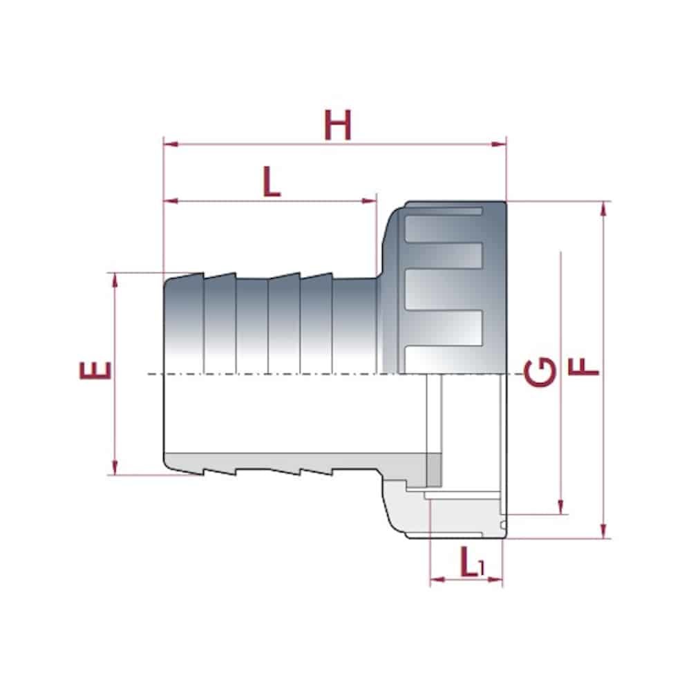 Tuille PVC le Mámhán ¾" IG x 20 mm-0