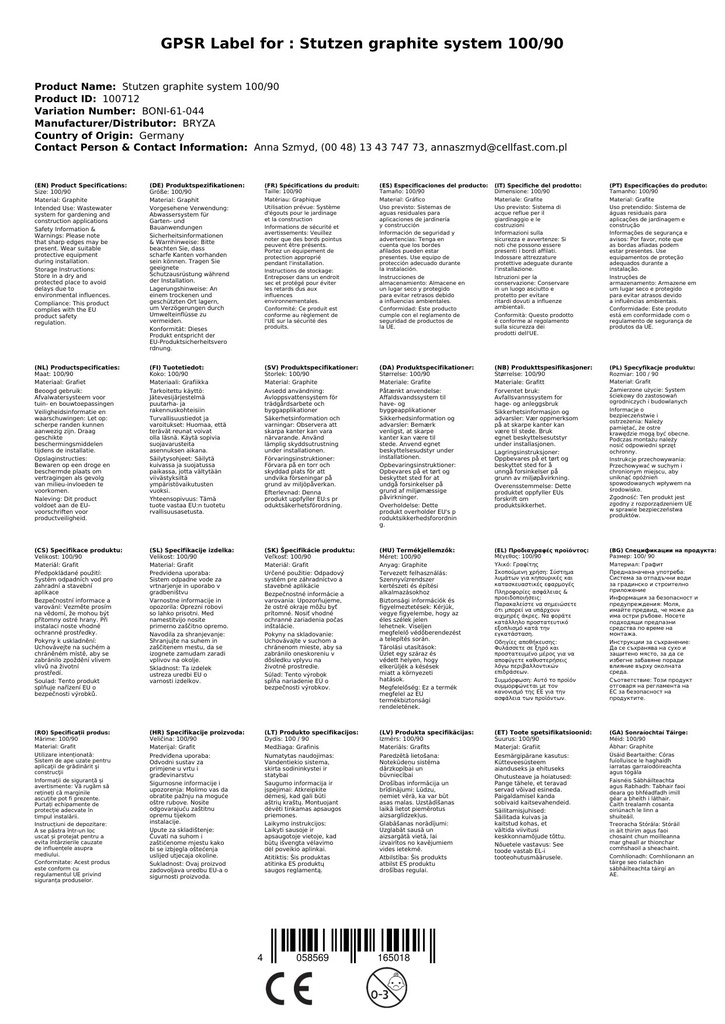 Stutzen graifít Córas 100/90-1