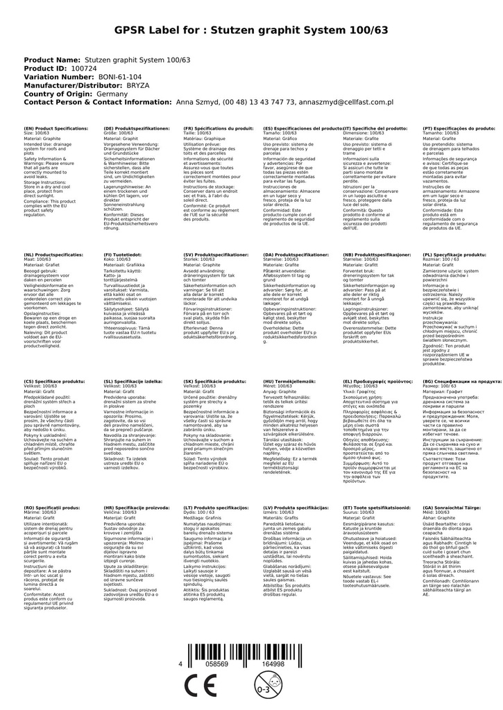 Córas graifíte Stutzen 100/63-1