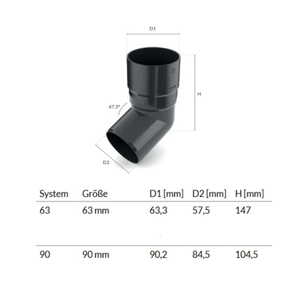 Bogen 67, 5° graphit System 90-0