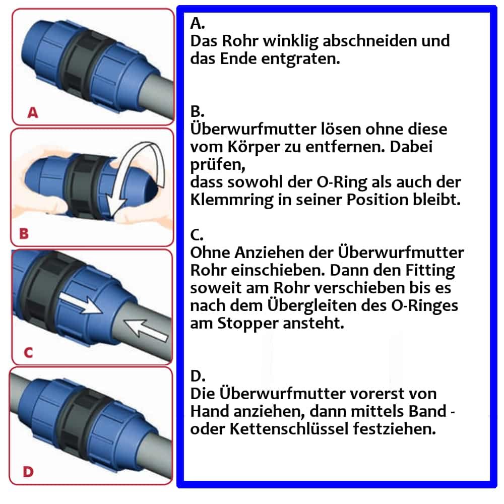 PP PE Rohr Verschraubung T-Stück reduziert 20 x 16 x 20-2