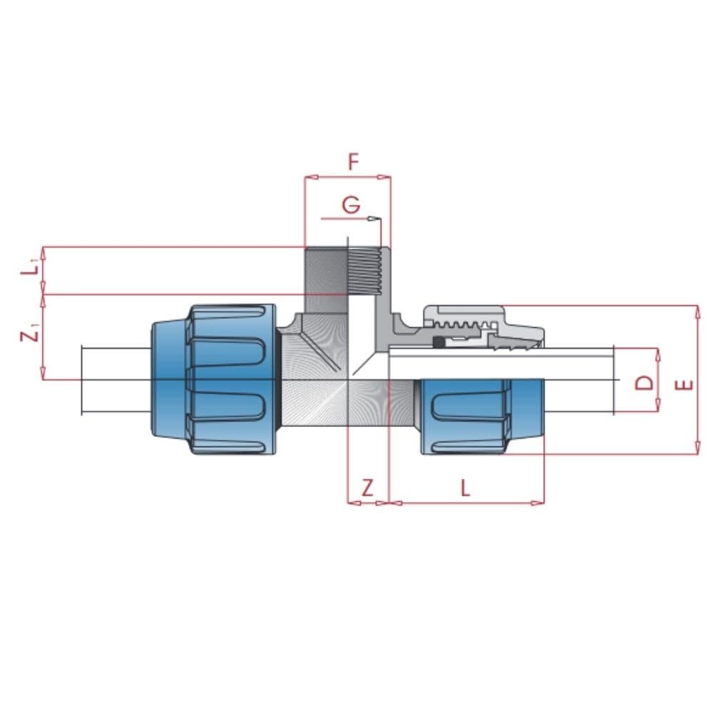 Feistiú T-Píob PP PE 32 x 1" IG x 32-0