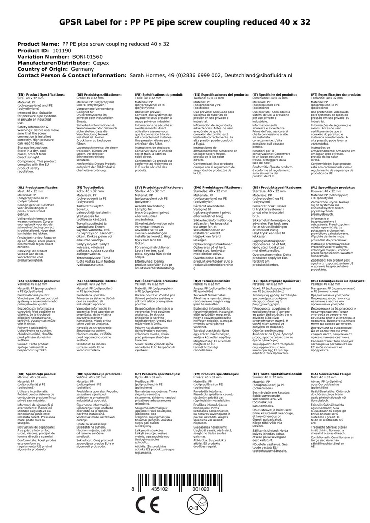 PP PE Rohr Verschraubung Kupplung reduziert 40 x 32-4