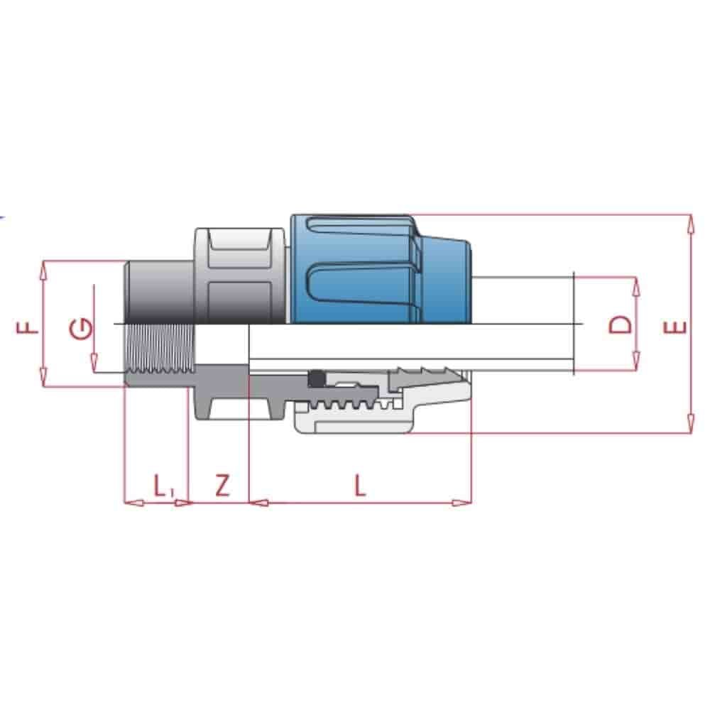 PP PE Feistiú Píopa Cúpláil IG 20 x 1/2"-4