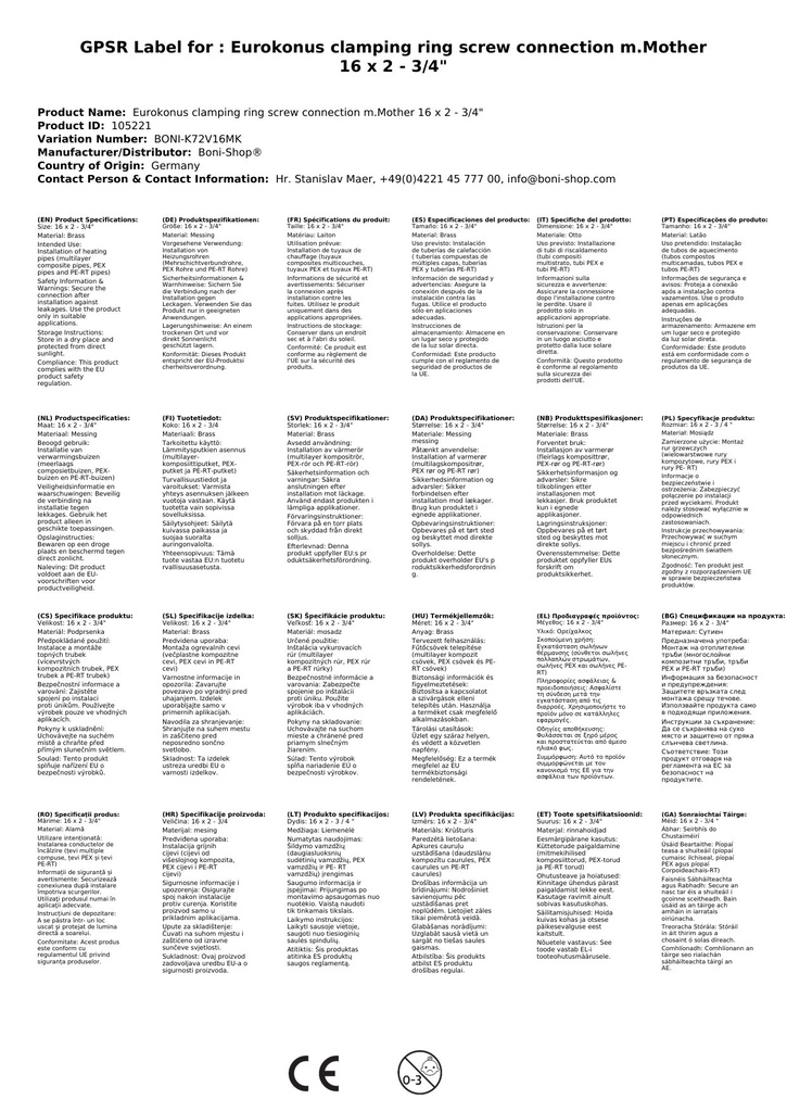 Eurokonus Ceangaltán fáinne comhbhrúite le cnó 16 x 2 - 3/4"-2