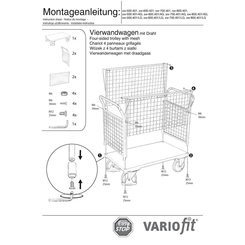 Carráiste Ceithre Bhalla Sreinge 400 kg Cineál S + EasySTOP-0