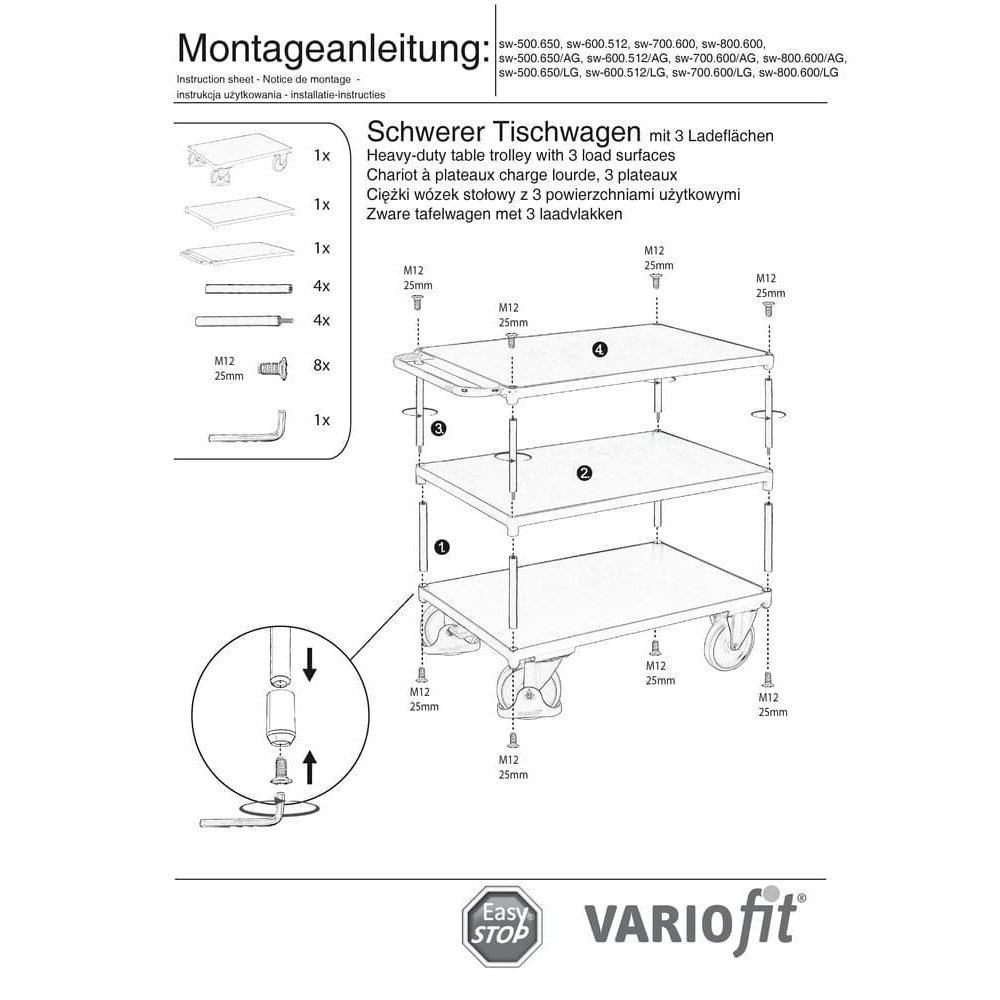 Trolly Trom 500 kg le 3 Dromanna Cineál M + EasySTOP-0