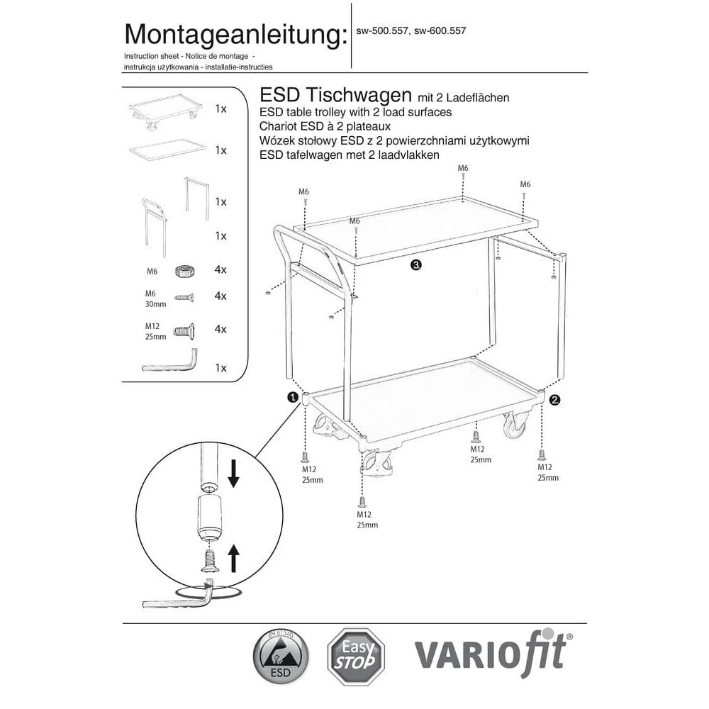 Tralaí boird ESD le 2 Urlár L + EasySTOP-0