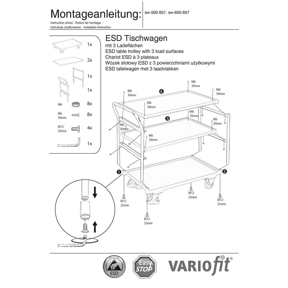 ESD Trolley le 3 Ardchlár Cineál L + EasySTOP-0