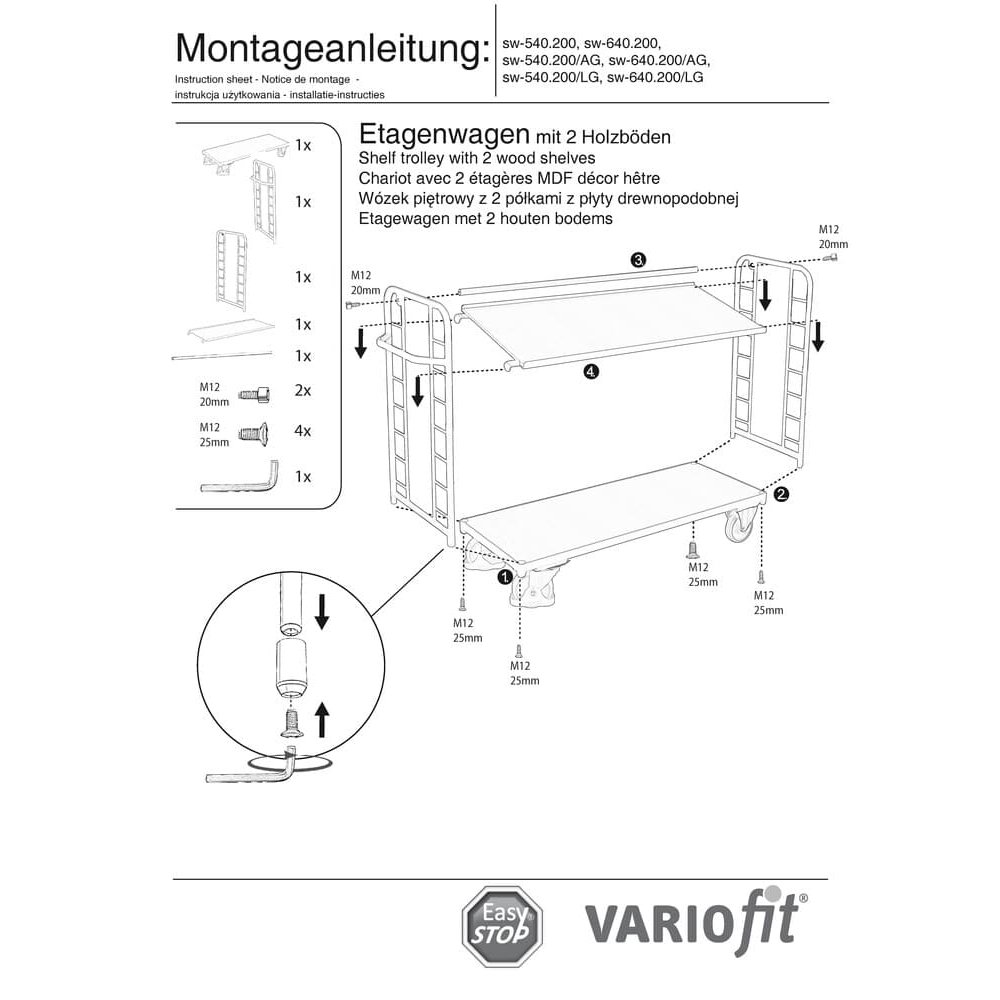 Tralaí Cisealta le 2 Urlár 400 kg Ualas Cineál L + EasySTOP-0