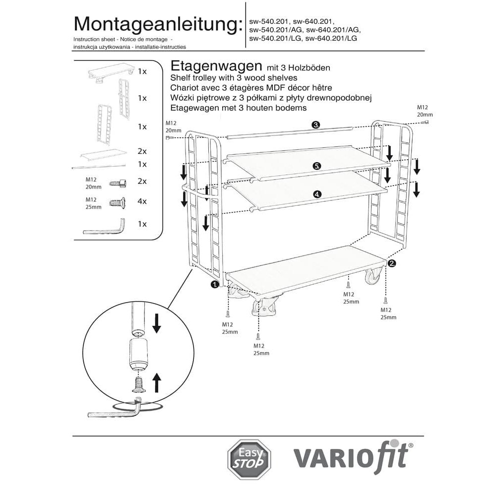 Tralaí le Trí Urlár 400 kg Cineál L + EasySTOP-0