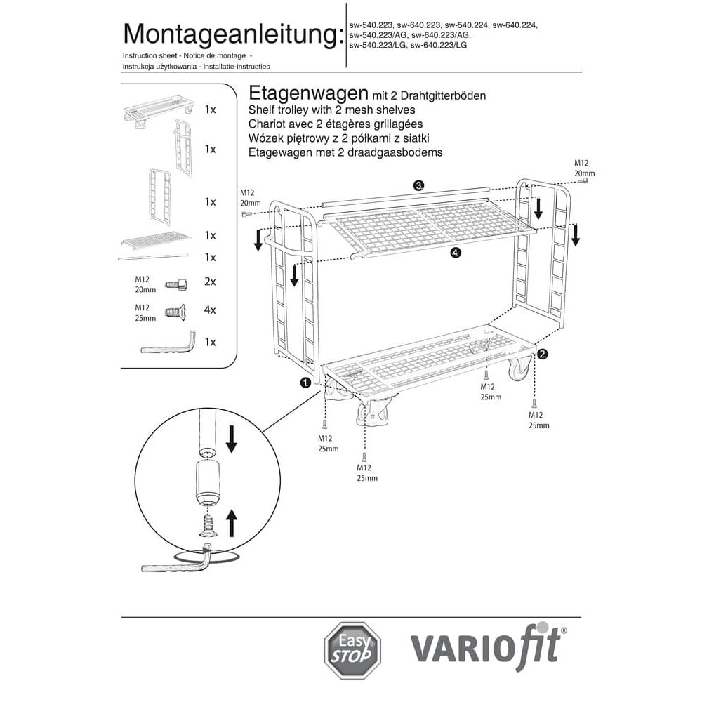 Tralaí leibhéil le 2 urláir mogalra sreinge brataithe púdar 400 kg Inaimhdeacht Cineál L + EasySTOP-0