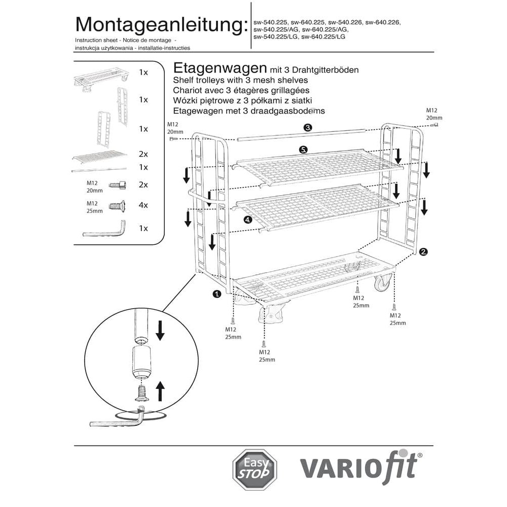 Fwagon urláir le 3 cliath mogalra cóta since 400 kg Ualach cineál L + EasySTOP-0