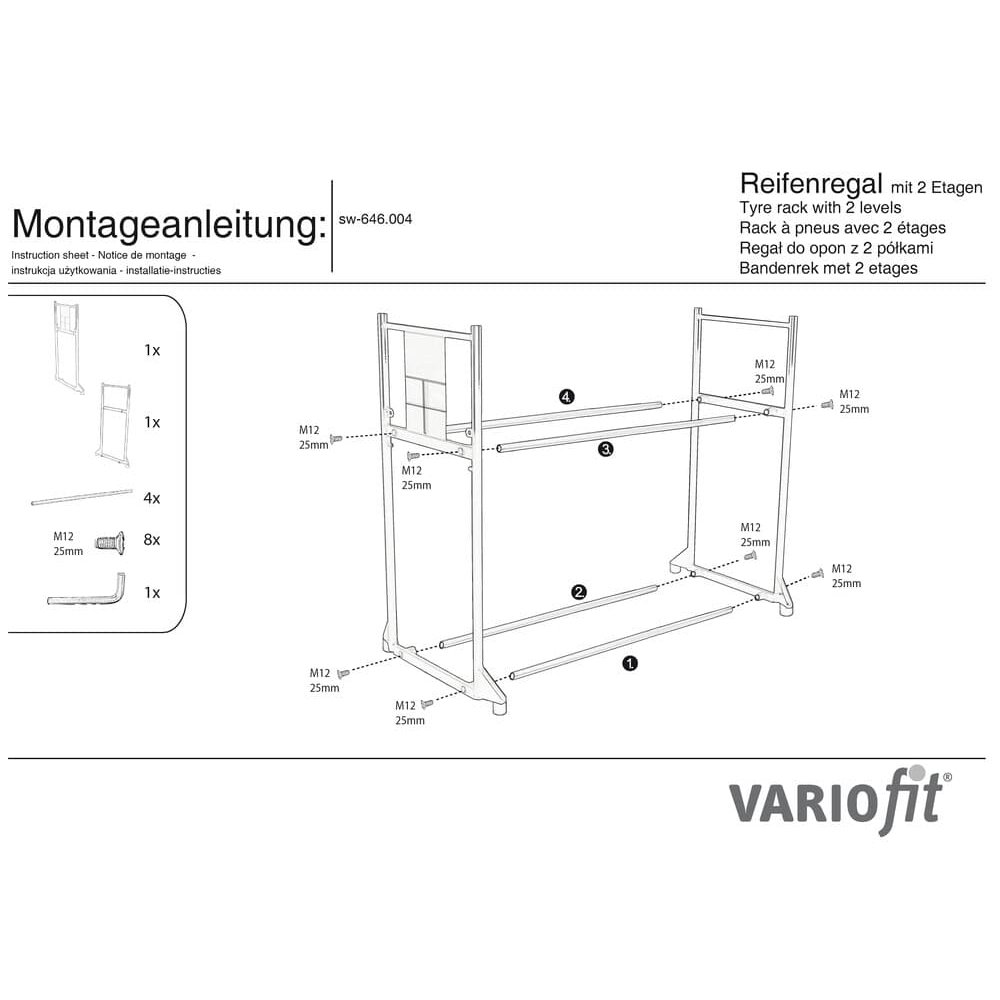 Reol rothaí le 2 thalamh 300 kg 1205 x 780 x 1325 mm-0