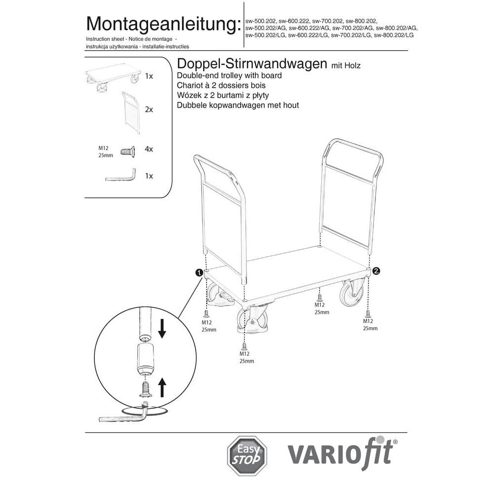 Cairt Dronnchla Dhúbailte 500 kg Cineál L + EasySTOP-0