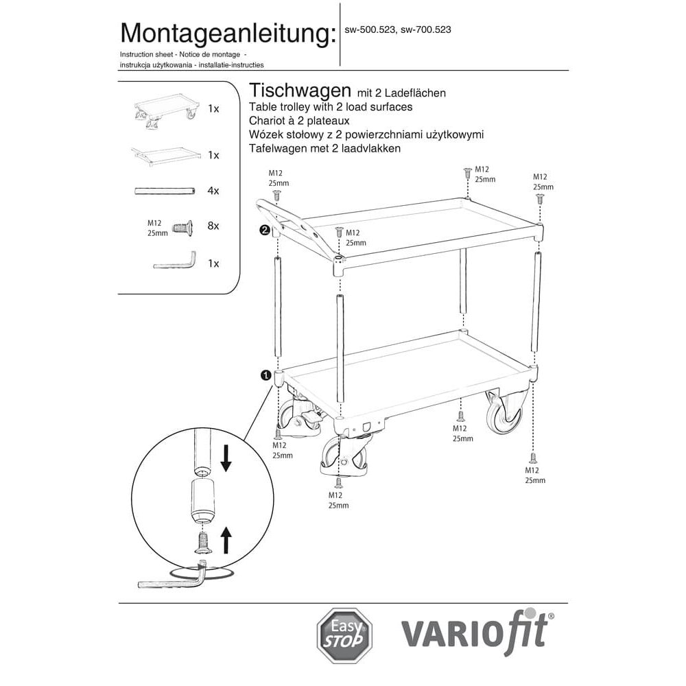 Téiblheán Mór le 2 urlár, imeall an linéir 40 mm ar airde, láimhseáil ard + EasySTOP-0