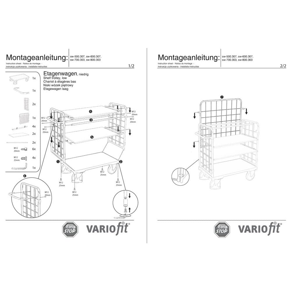 Paket-Trí-ballchrann le 3 Urláir 500 kg Ualach Cineál XL + EasySTOP-1