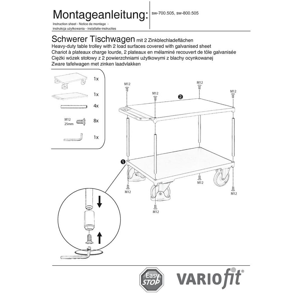 Trolly Trom Éadrom 500 kg le 2 Dromchtaí Lódála Cineál L + EasySTOP-0