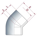 PVC-U 45°Cúinne Muf 63 mm PN16-0