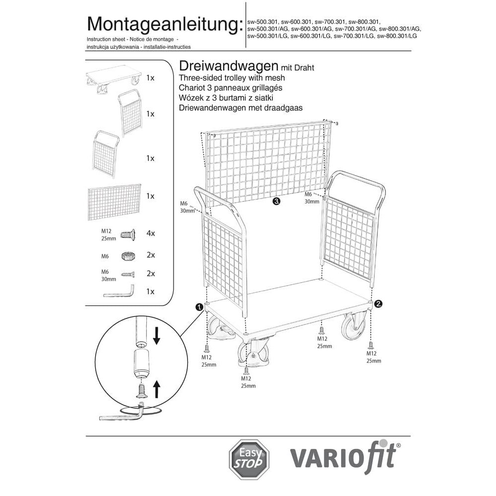 Cliar mogalra Tríbhalla 500 kg Cineál M + EasySTOP-1