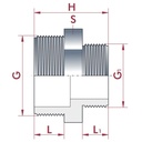 PVC - U Doppelnippel laghdaithe AG 2 1/2" x 1 1/2"-0