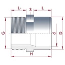 PVC-U Aistriú Muf x AG 63-50mm x 1 1/2" PN10-0