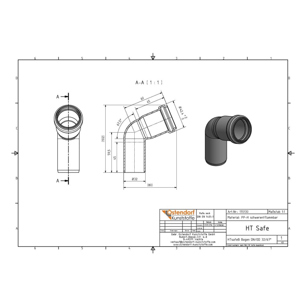 HTsafeB Bogen DN/OD 32 67 Céim-1