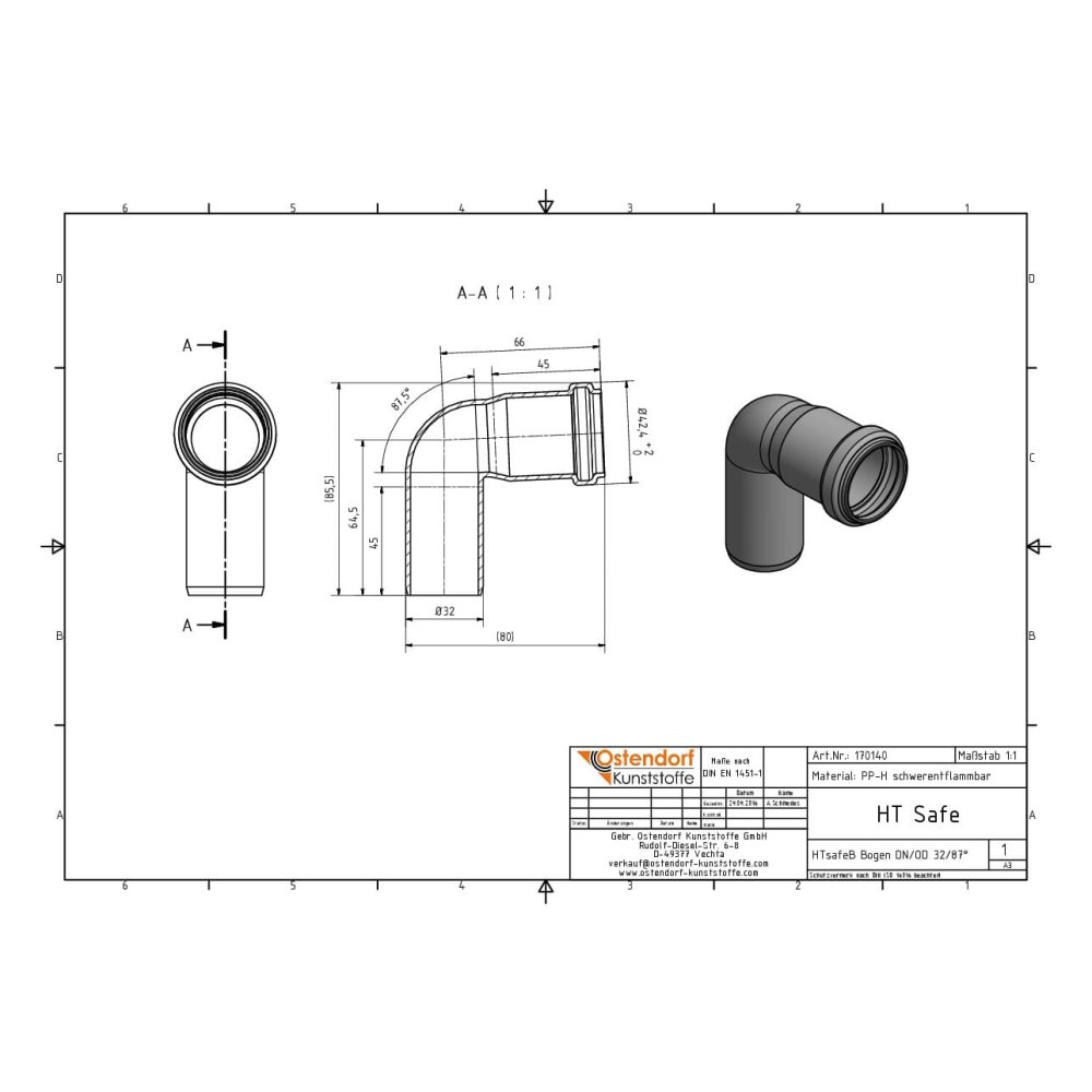 HTsafeB Bogen DN/OD 32 88,5 Céim-1