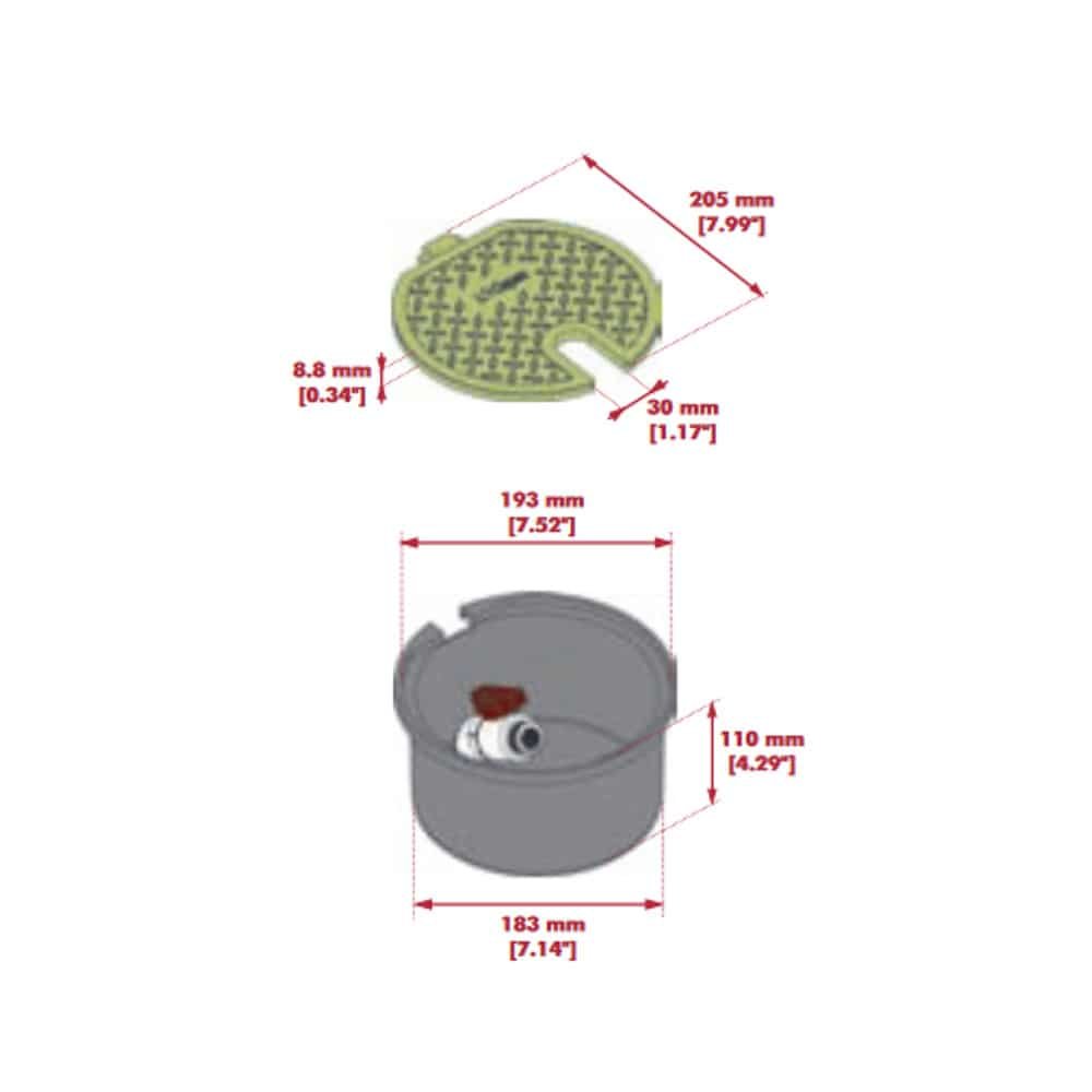 Seomra Comhla ciorclach 110 mm Airde le Comhla 3/4"-1