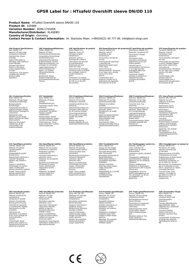 HTsafeU Muinchille Sleamhnáin DN/OD 110-2