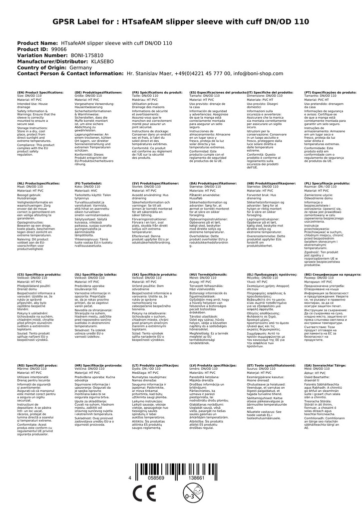 HTsafeAM Cúpláil Leathnaithe le Muinchille DN/OD 110-2