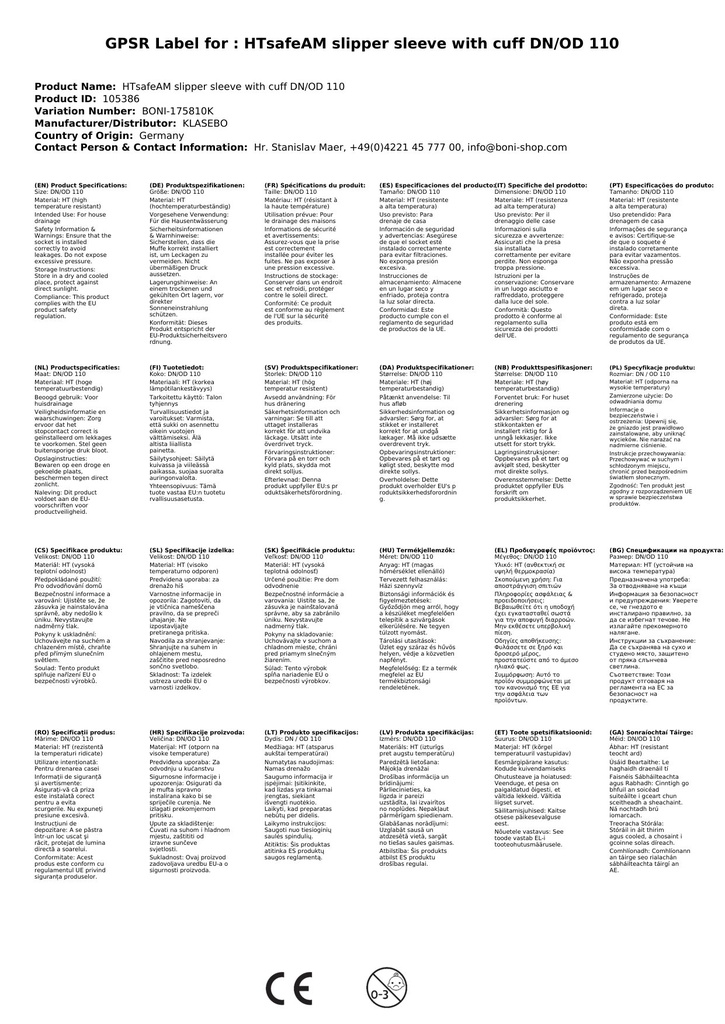 HTsafeAM Cúpláil Leathnaithe le Muinchille DN/OD 110-2