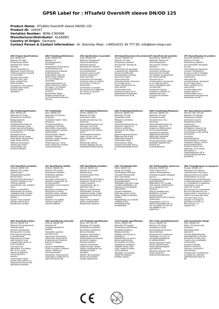 HTsafeU Muinchille Sleamhnáin DN/OD 125-2