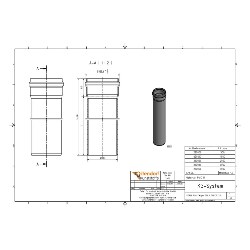 KGEM Pipe SN 4 Coex DN/OD 110 x 1000 mm-1