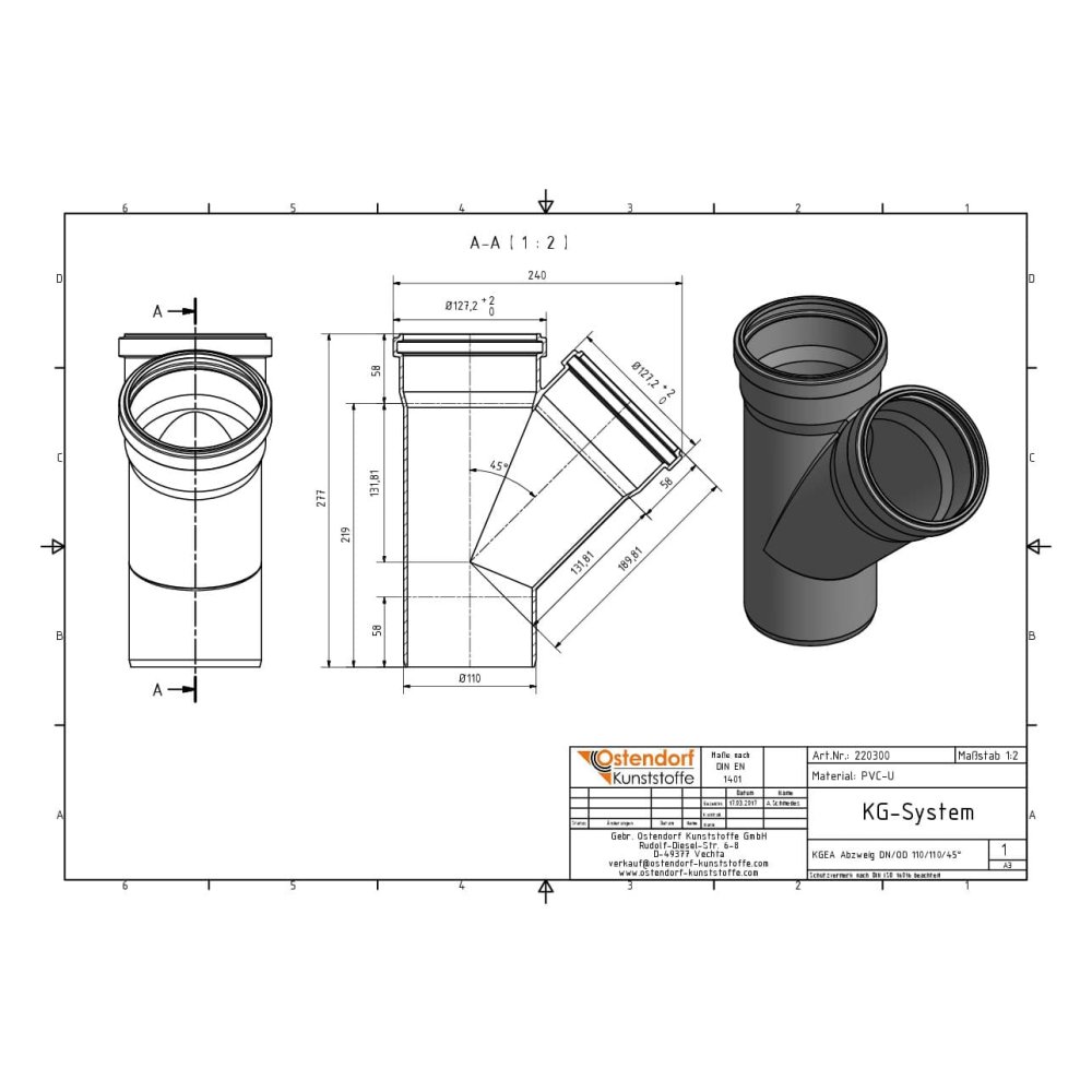 KGEA Brainse DN/OD 110/110 45 Céim-1