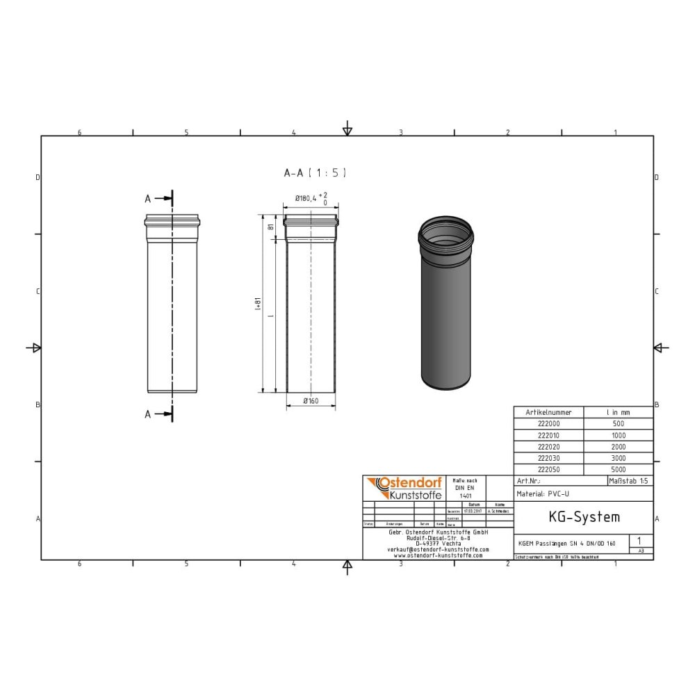 Píobán KGEM SN 4 DN/OD 160 x 1000 mm-1