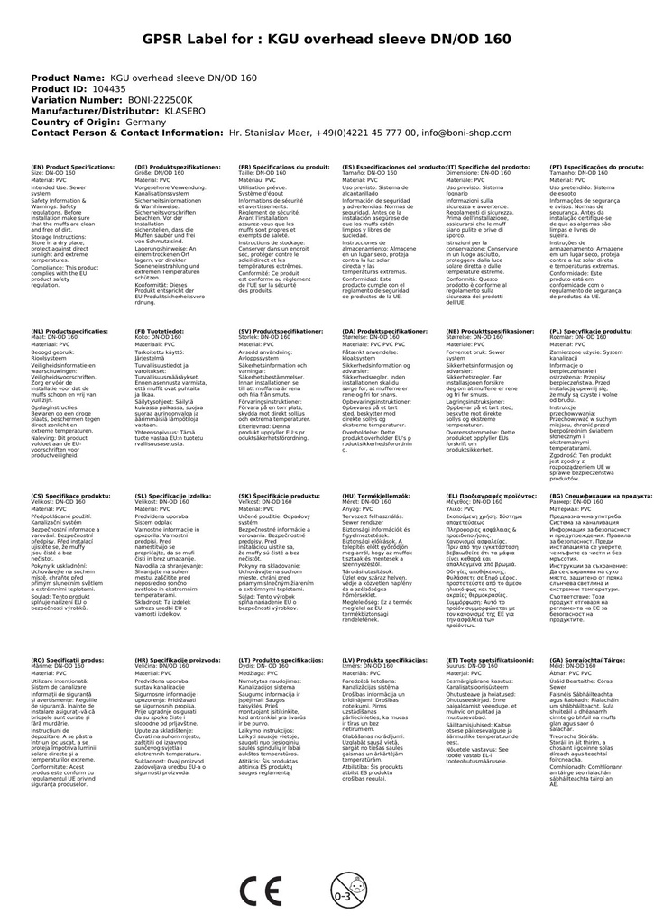 KGU Muinchille Sleamhnáin DN/OD 160-3