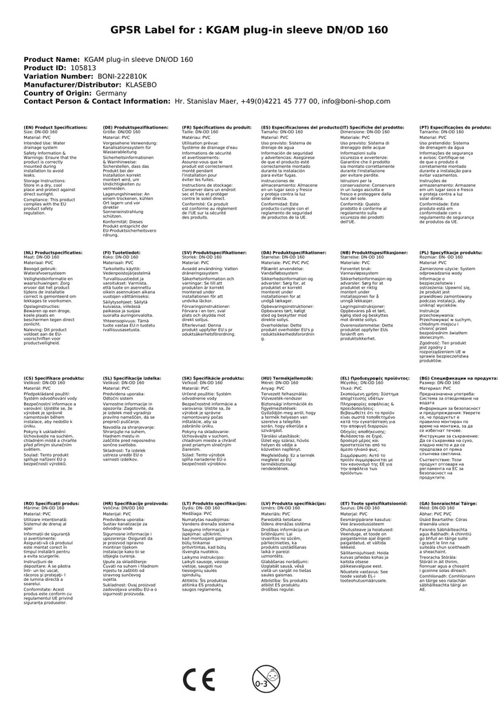 KGAM Muffa Suiteála DN/OD 160-3