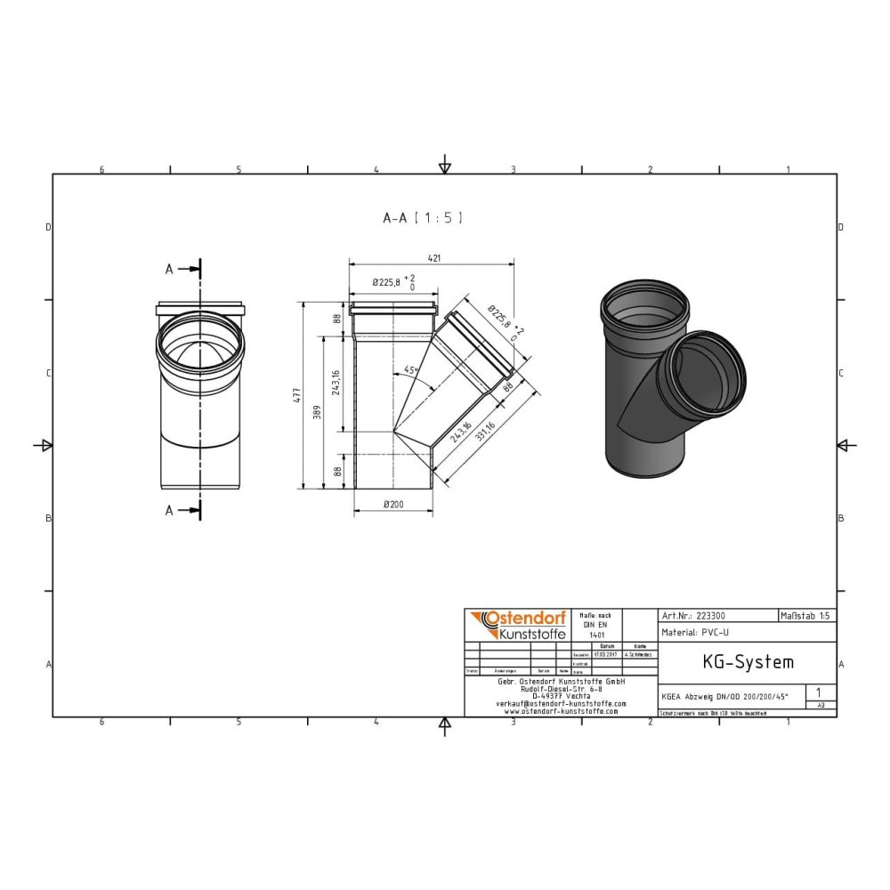 KGEA Brainse DN/OD 200/200 45 Céim-1