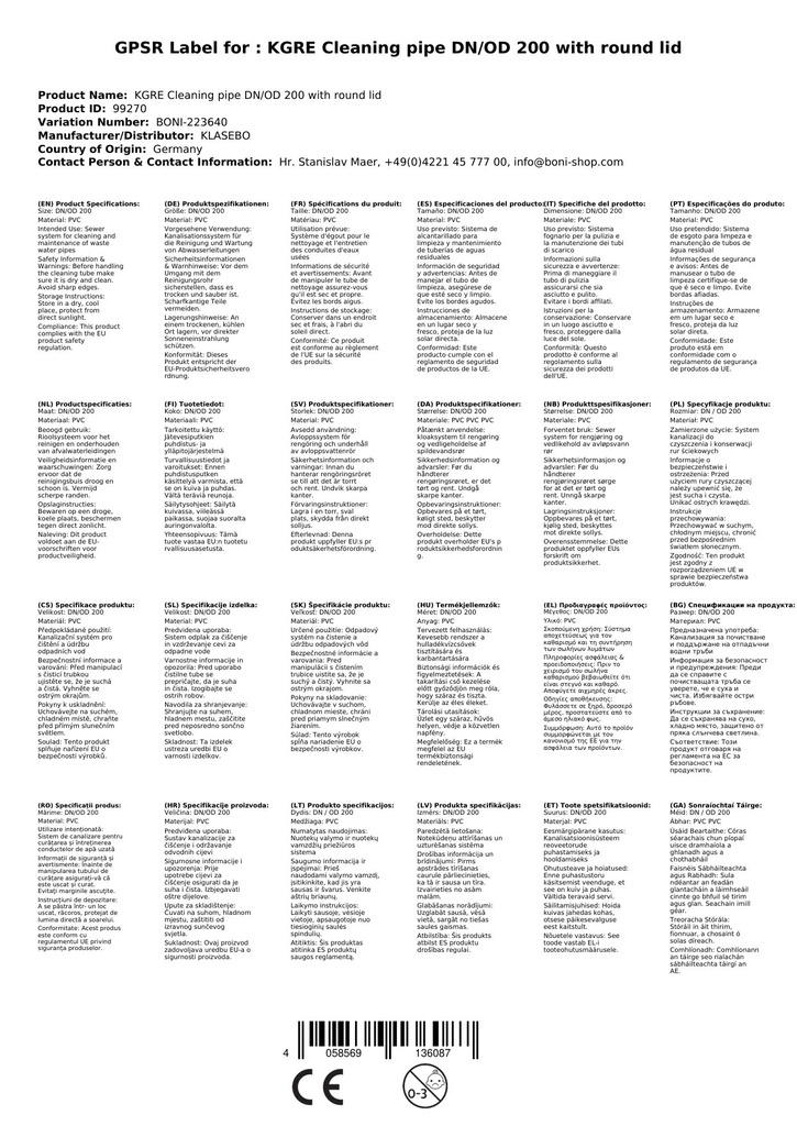 Píopa Glantacháin KGRE DN/OD 200 le clúdach cruinn-2