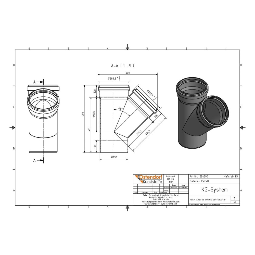 KGEA Brainse DN/OD 250/250 45 Céim-1