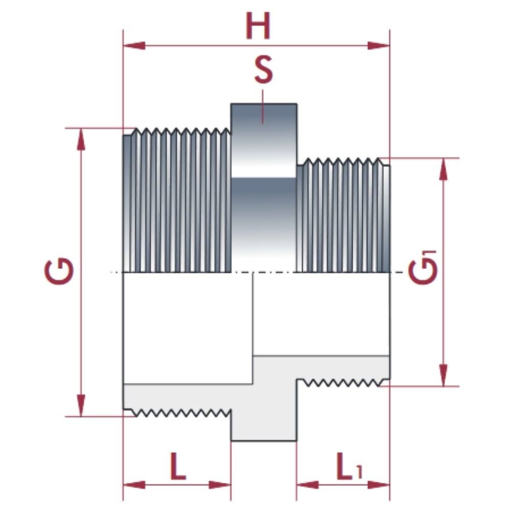 PVC - U Doppelnippel laghdaithe AG 3/4" x 1/2"-0