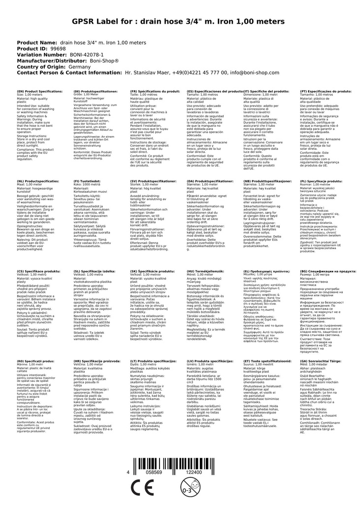 Feadán Draenála 3/4" le Lúbán 1, 00 Méadar-4