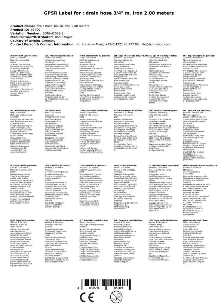 Sclóise Draenála 3/4" le Lúbán 2, 00 Méadar-4