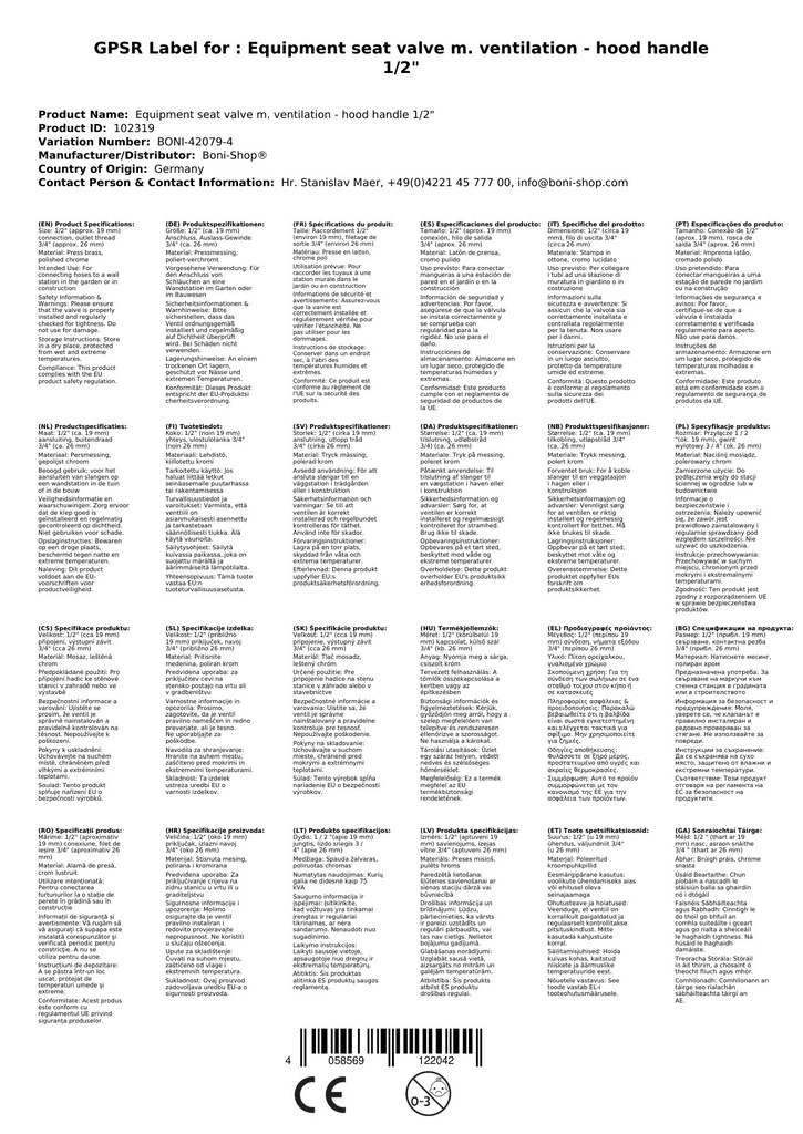 Comhla suíochán claonta feiste le haerálaí - Láimhseáil cochall 1/2"-1