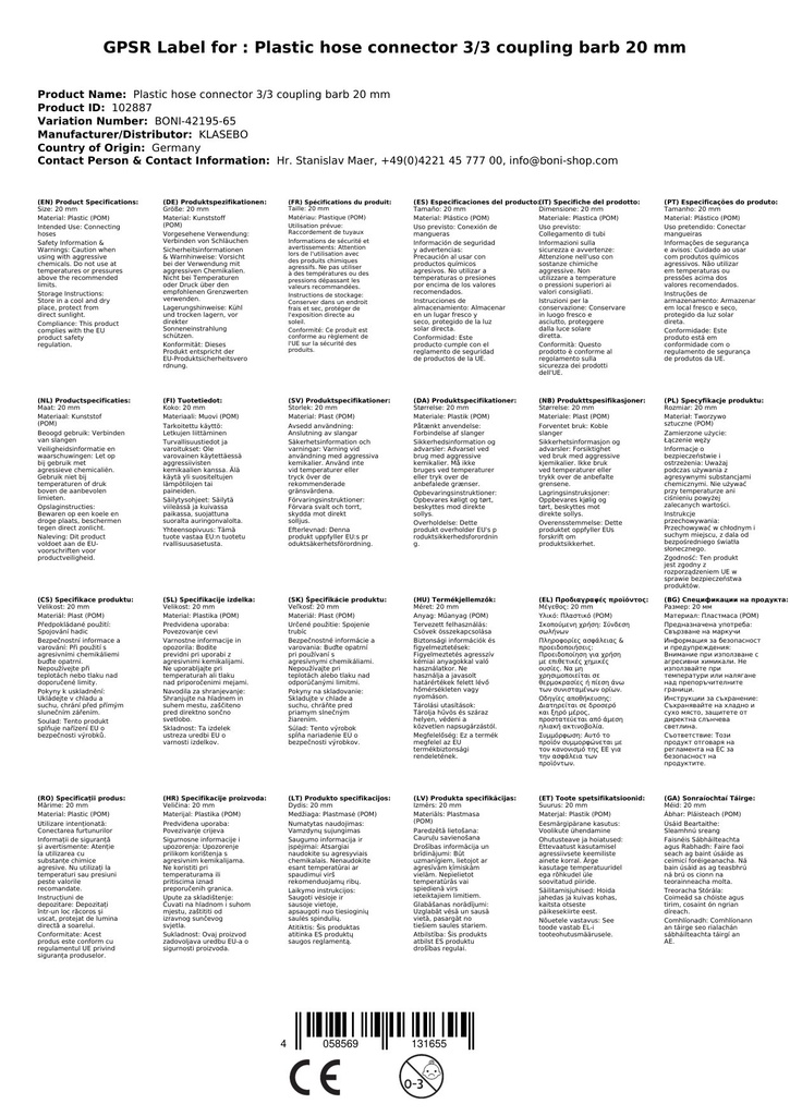 Nascóir Feadán Plaisteach 3/3 Cúpláil Tuille 20 mm-2