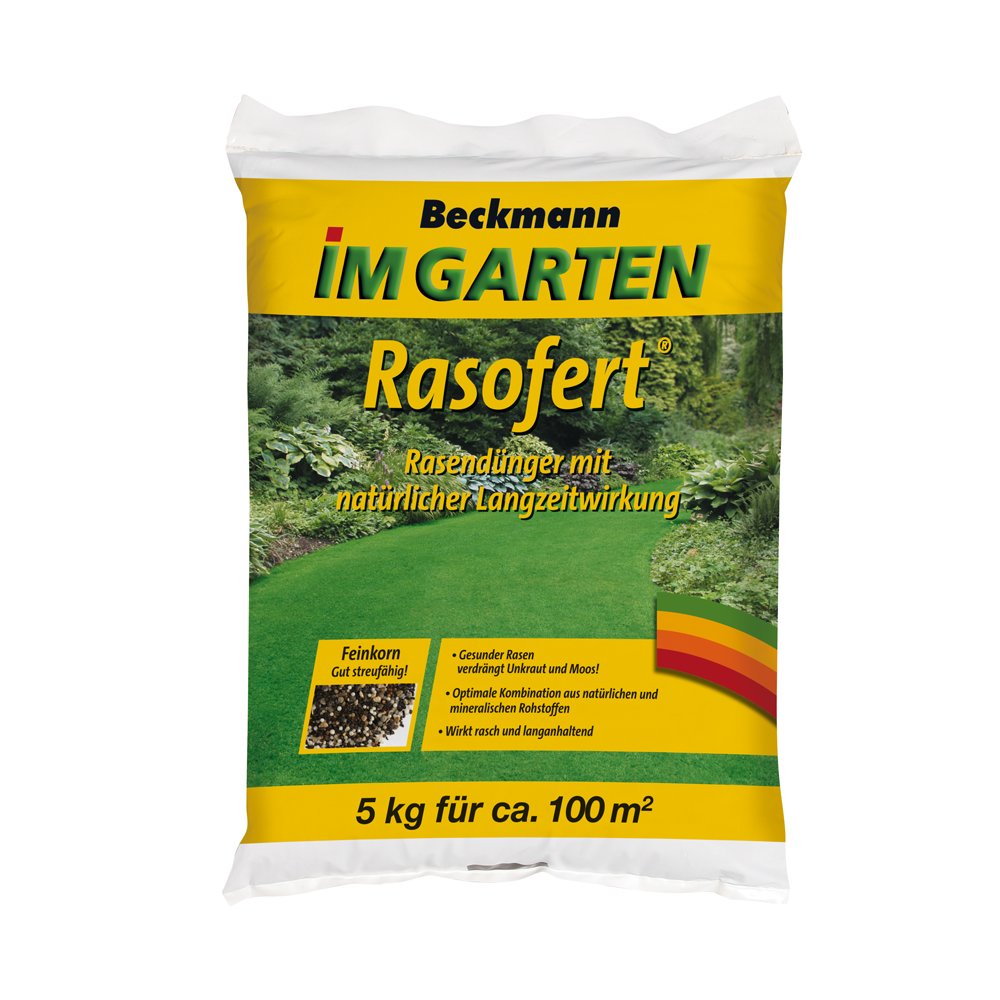 5 kg Leasachán Faiche Beckmann Rasofert®, orgánach-mianrach do thart ar 100 m²